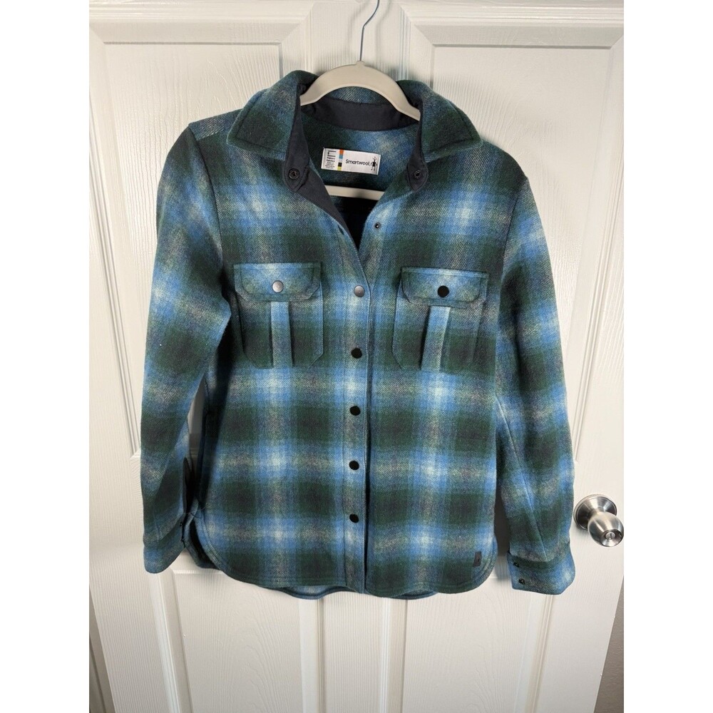 Smartwool Anchor Line Shirt Jacket Women's S Everglade Merino Wool Plaid $180